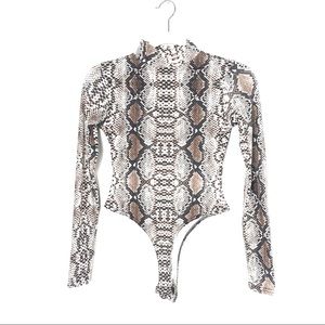 Nasty Gal Brown Snake Skin Print Bodysuit 4